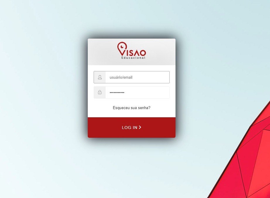 Tela de login do Portal do Aluno Visão Educacional